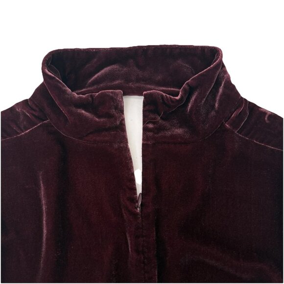 Theory Size S Mock Neck Choker Collar Velvet Top Cutout Blouse Dark Currant Red - Picture 9 of 10